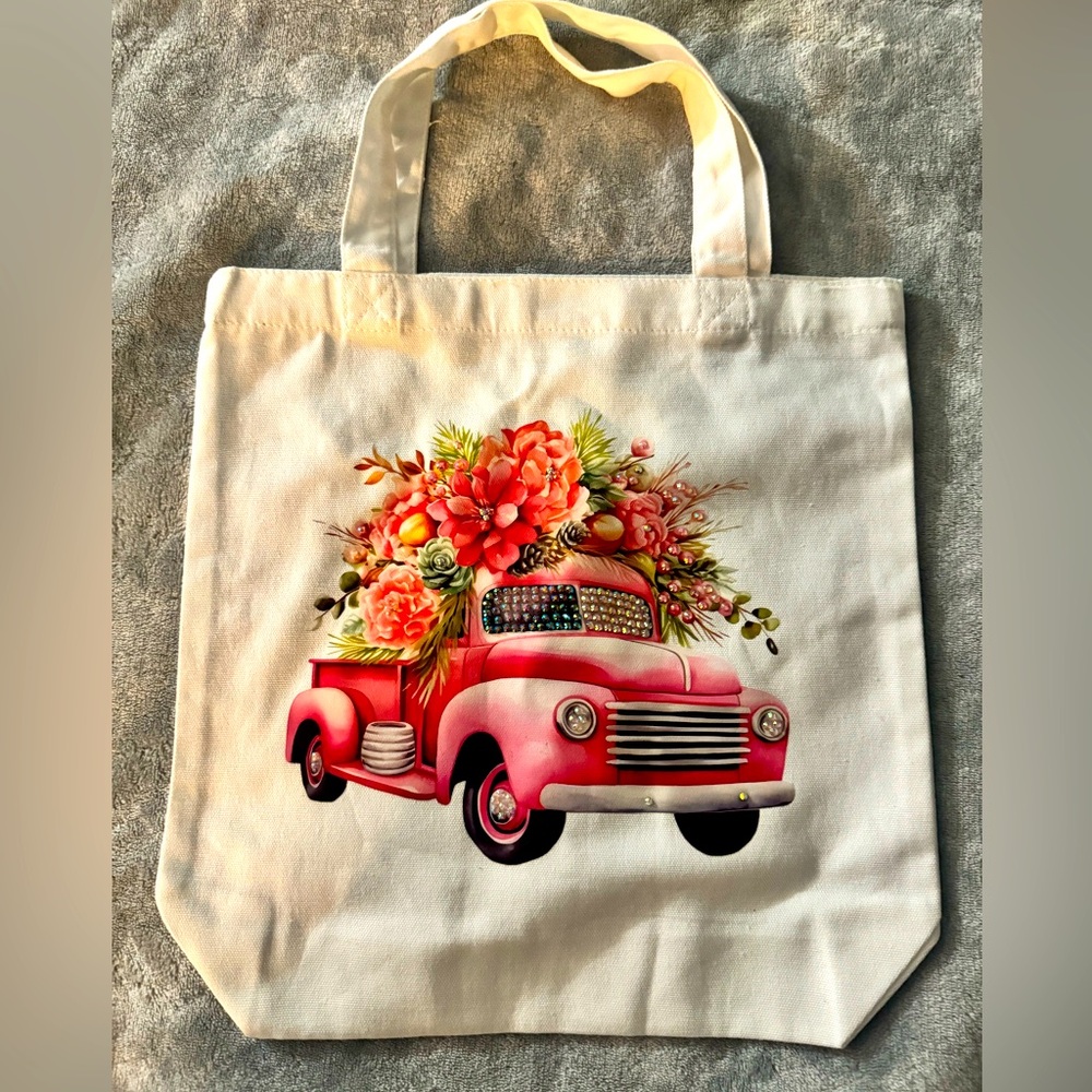 White cavas tote bag 13.5 x 3.5 in